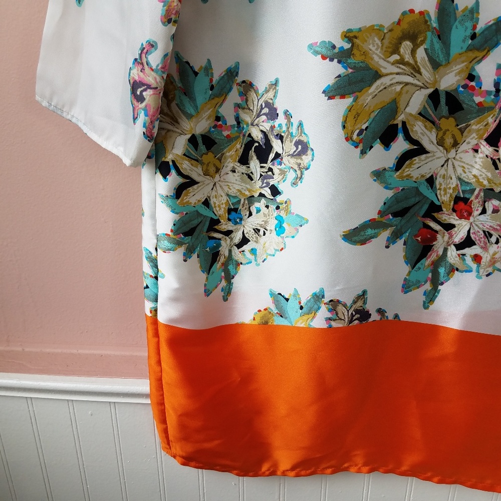 Zara Basic Floral Shift Tunic Mini Keyhole Dress - image 5